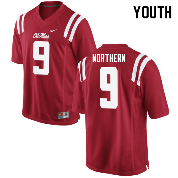 Youth #9 Hal Northern Ole Miss Rebels College Football Jerseys Sale-Red - Click Image to Close